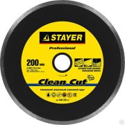 Диск алмазный отрезной Clean Cut 200 мм сплошной по керамограниту, мрамору, плитке, STAYER Professional