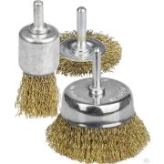 Набор щеток-крацовок для дрели, витая стальная латунированная проволока 0,3 мм, диск PROFESSIONAL