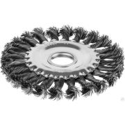 Щетка дисковая для шлифмашинки угловой, жгутированная стальная проволока 0,5 мм, d=125 мм, MIRAX 35140-125