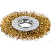 Щетка дисковая для шлифмашинки угловой, витая стальная латунированная проволока 0,3 мм, d=100 мм, MIRAX 35141-100