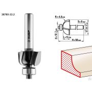 Фреза кромочная калевочная №2 ЗУБР 222x13 мм, радиус 48 мм