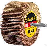 Круг шлифовальный STAYER лепестковый, на шпильке, P60, 80х40 мм