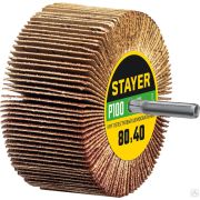 Круг шлифовальный STAYER лепестковый, на шпильке, P100, 80х40 мм