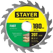 Диск пильный по дереву STAYER FAST 180 x 30/20 мм 20Т, быстрый рез