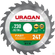 Диск пильный по дереву URAGAN Fast 230х32/30 мм 24Т