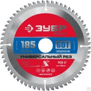 Универсальный рез 185 x 30/20 мм 60Т, диск пильный по алюминию ЗУБР