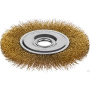 Щетка дисковая для шлифмашинки угловой, витая стальная латунированная проволока 0,3 мм, d=150 мм, MIRAX 35141-150