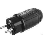 Вилка ЗУБР Профессионал электрическая обрезиненная, 16А/250В, IP44, черная