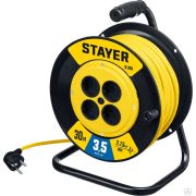 Силовой удлинитель на катушке STAYER ПВС 2х15 30 м 3500Вт, S 215