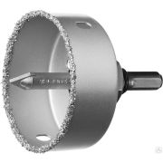 Коронка-чашка ЗУБР Профессионал c карбид-вольфрамовым нанесением, 76 мм, высота 25 мм, в сборе с державкой и сверлом