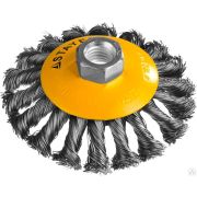 Щетка коническая для шлифмашинки угловой, жгутированная стальная проволока 0,5 мм, 100 мм PROFESSIONAL