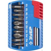 Набор ЗУБР Бита с магнитным адаптером, Cr-Mo, PH1, PH2, PH3, PZ1, PZ2, PZ3, TORX 15,20,25,30, 11 предметов