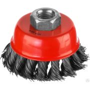 Щетка-крацовка чашечная для шлифмашинки угловой, жгутированная стальная проволока 0,5 мм, d=65 мм, MIRAX 35104-065