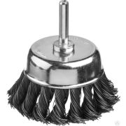 Щетка чашечная со шпилькой, жгутированная стальная проволока 0,5 мм, d=75 мм, MIRAX 35148-075