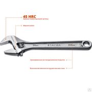 Ключ разводной MAX-Force, 200 / 25 мм, STAYER