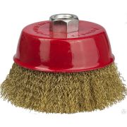 Щетка чашечная для шлифмашинки угловой STAYER PROFESSIONAL, витая стальная латунированная проволока 0,3 мм, 75 мм хМ14