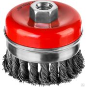 Щетка чашечная усиленная для шлифмашинки угловой, жгутированная стальная проволока 0,5 мм, d=80 мм, MIRAX 35144-080