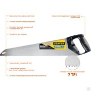 Ножовка универсальная пила Universal 500 мм7TPI ДСП МДФ STAYER