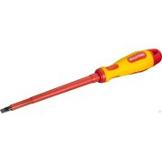 Отвертка KRAFTOOL, высоковольтная, Cr-Mo-V стержень, двухкомпонент маслобензостойкая рукоятка, SL, 6,5х150 мм