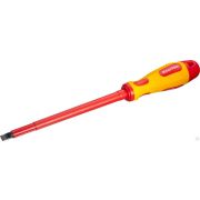 Отвертка KRAFTOOL, высоковольтная, Cr-Mo-V стержень, двухкомпонент маслобензостойкая рукоятка, SL, 8,0х175 мм