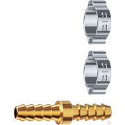 Штуцер соединительный елочка-елочка 8 мм с обжимными хомутами ЗУБР Профессионал