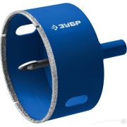 Коронка алмазная с центрирующим сверлом для дрели d 53 мм по керамике и стеклу, Р60, трехгр хвостовик, ЗУБР Профессионал