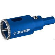 Коронка алмазная с центрирующим сверлом для дрели d 18 мм по керамике и стеклу, Р60, трехгр хвостовик, ЗУБР Профессионал