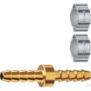 Штуцер соединительный елочка-елочка 6 мм с обжимными хомутами ЗУБР Профессионал