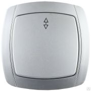 Выключатель СВЕТОЗАР АКЦЕНТ проходной одноклавишный в сборе, цвет серебристый металлик, 10А/~250В