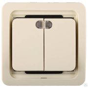 Выключатель СВЕТОЗАР ГАММА двухклавишный, с подсветкой, цвет бежевый, 10А/~250В