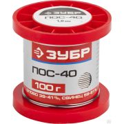 Припой ЗУБР, ПОС 40, проволока, 100г, 1 мм