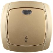 Выключатель СВЕТОЗАР АКЦЕНТ проходной одноклавишный в сборе, с подсветкой, цвет золотой металлик, 10А/~250В