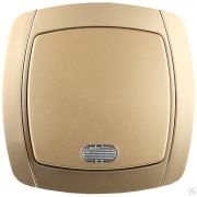 Выключатель СВЕТОЗАР АКЦЕНТ одноклавишный в сборе, с подсветкой, цвет золотой металлик, 10А/~250В