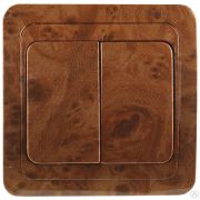 Выключатель СВЕТОЗАР ГАММА двухклавишный, цвет орех, 10A/~250B