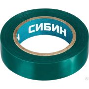 Изолента ПВХ, 10 м х 15 мм СИБИН зеленая